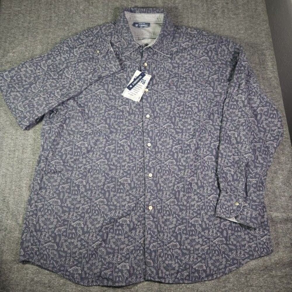 Cremieux Kyoto Mens XXL Reversible Floral/Striped Print Long Sleeve Shirt Blue